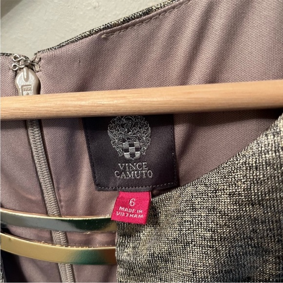 Vince Camuto Gold Metallic Shimmer Long Sleeve Dress Size 6 - Picture 5 of 16